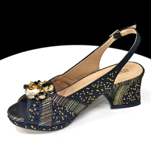 Elegant Italian-Style Party Shoe and Bag Set, Black