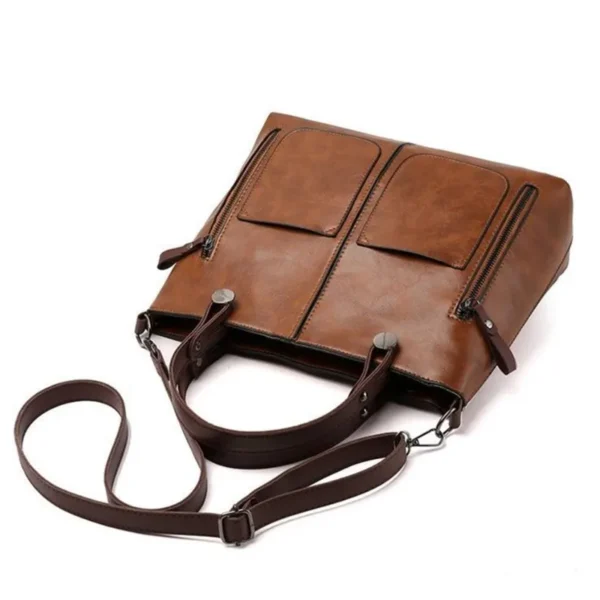 Europe America Retro Leather Handbag Shoulder Bag, Two Pocket Zipper Tote S8bc9ce83155e4afca4e7b67cfeefb394z