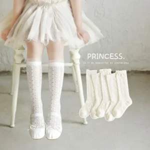 Summer 3-12Y Kids Girls Mid-tube Socks Children Girl Knee High Thin