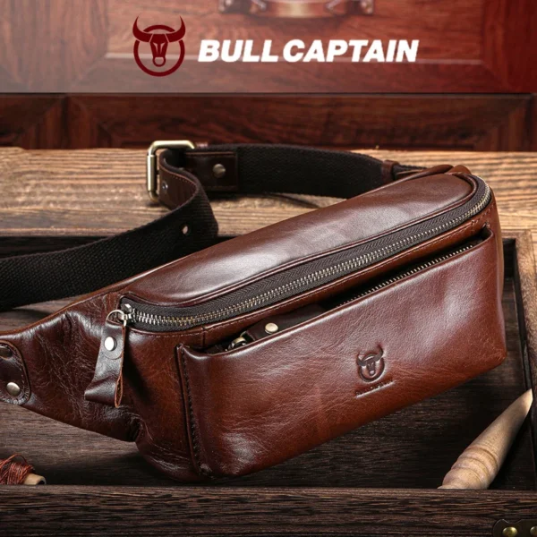 BULLCAPTAIN Men's Genuine Leather Waist Bag Casual Retro Mountaineering Bag Multifunctiona S8d648e984fe646ba95e96f5979d0193do