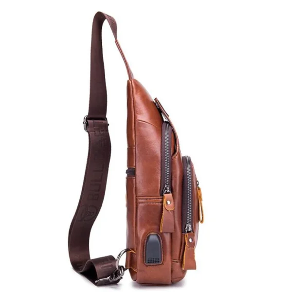 Faux Leather Crossbody Chest Bag, Men's
