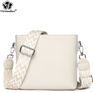 100% Genuine Leather Crossbody Bag Women Fashion Wide Strap Shoulder Bag