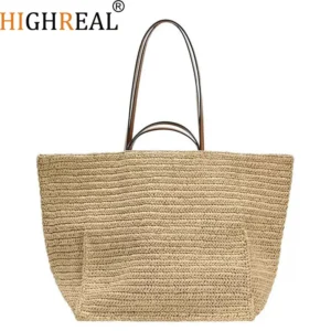 Women Shouder Bohemian Straw Underarm Summer Beach Woven Armpit Large Casual