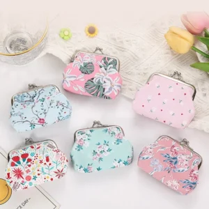 12 PCS Fashion PU Leather Coin Purse Flower Prints Lovely Cute