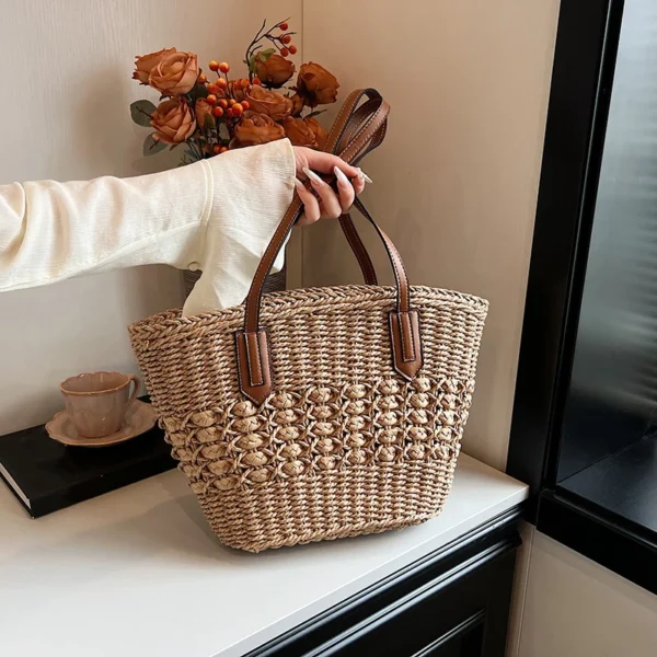 Women's Woven Rattan Straw Shoulder Bag S91fca0e48d144d23995d36575596d117A
