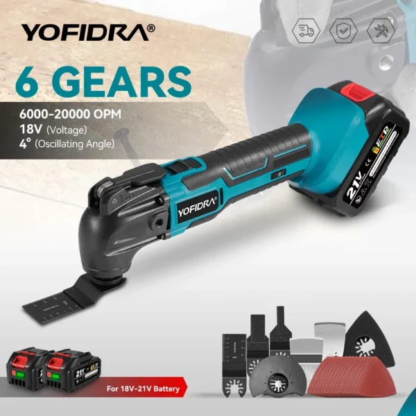 YOFIDRA 6 Gears Cordless Oscillating Multi Tool Electric Cutting Polishing Trimming S946709ef7b264470b6c8ec6b91d24b10O