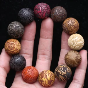 Natural Multicolor Wooden Bracelet Men's 20mm Elastic Bracelet Wooden Bead Lucky