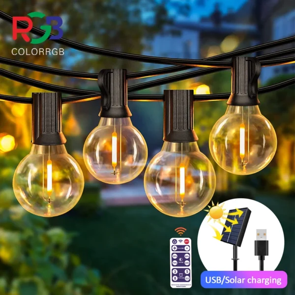 12M 30 LEDS G40 Solar String Lights Outdoor Patio Lights Solar S95be60bda18b4c0cbb3c1686bb13174eq