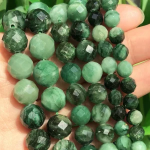 Natural Eemerald Genuine Stone Beads Faceted Green Mica Loose Spacer Beads