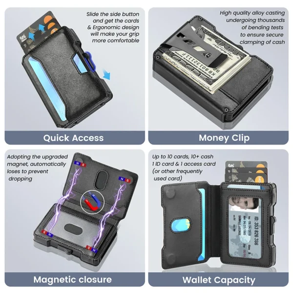 Minimalist Mens Wallet with Money Clip, Aluminum Pop Up Card Case S9b4fafeac4f44ae4a73a189b3ad37d6dj