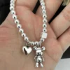 Silver-Tone Beaded Bracelet for Women