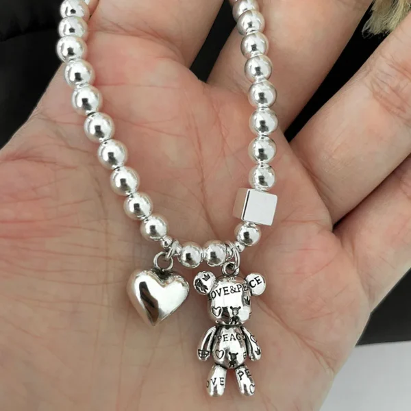 Silver-Tone Beaded Bracelet for Women