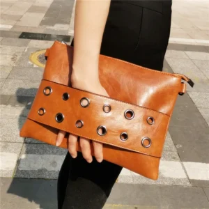 Brand Design Rivets Women Envelope Clutch Bag PU Leather Ladies Crossbody
