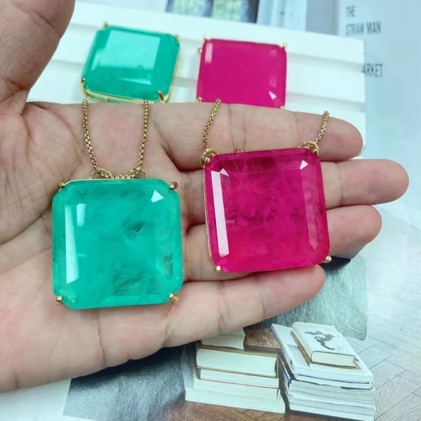 Lab-Created Green Stone Pendant Necklace S9d3c84838bfd49e490f7cc2f64a4135br