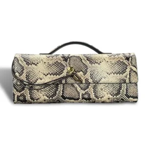 Trendy Women's Snake Pattern PU Leather Crossbody Bag, Premium Long Clutch
