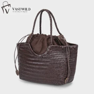 Handbags Women's Genuine Leather Shoulder Bag Weaving Casual Shopping Bag Vintage