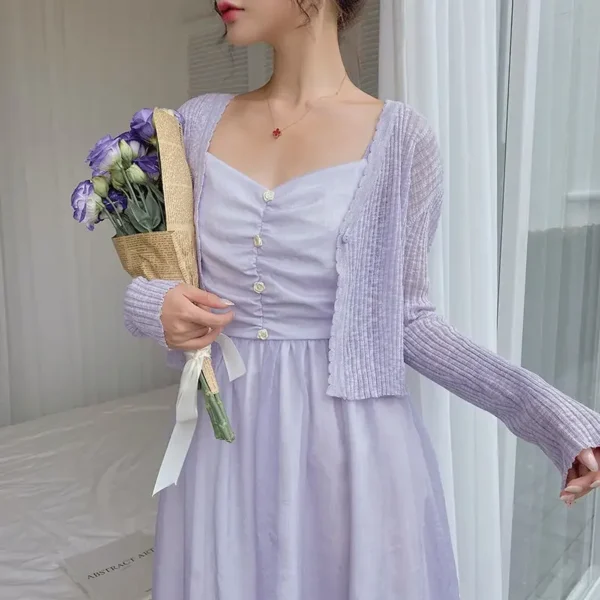 Summer Short Knitted Cardigans Women Sunscreen Outerwear Cardigan Woman Sweet Slim S9fdabe4c2f01409fb606a1be8c4a2bf1g