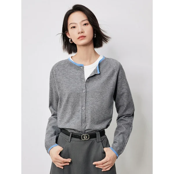 TOYOUTH Women Knitted Sweater Autumn New Contrasting Color Single Breasted Button Sa52a5891df2540d888468f949495df16N