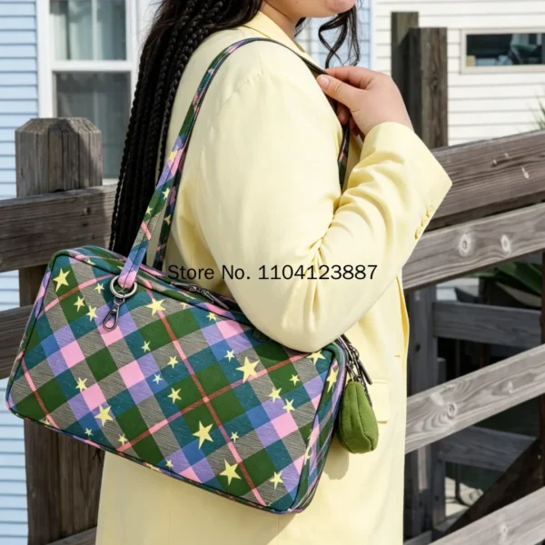 Nylon Square Shoulder Bag Large Capacity Canvas Handbag Lightweight Zipper Tote Sa5803ce8ce3a43b2b8ad695cc51c5ca5X