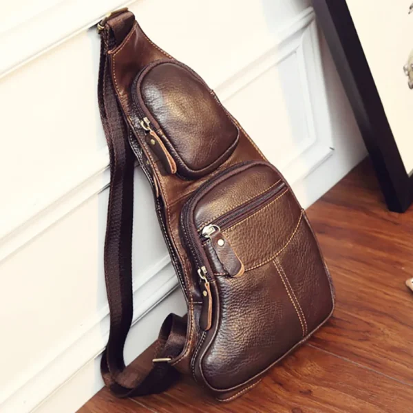 Men Cross Body Shoulder Sling Backpack Chest Bag Pouch Genuine Leather Sa5e41437c2434233a135c00f56050b6d6