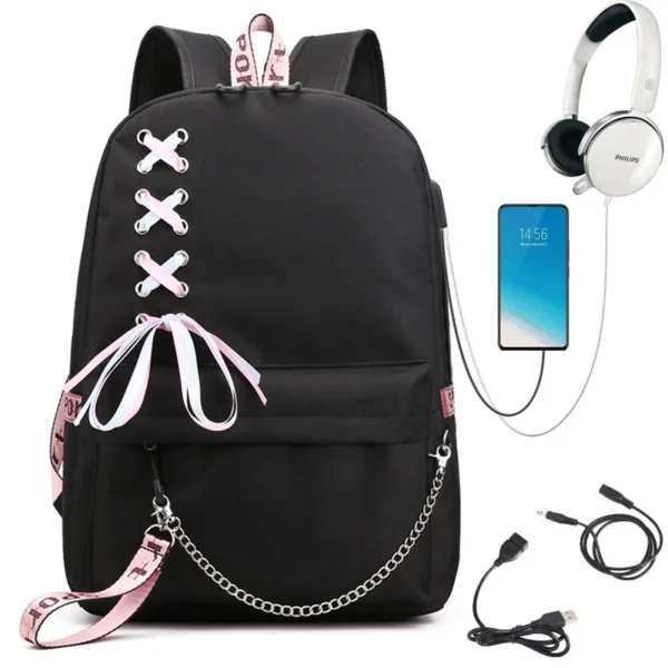 School Backpack for College Students Fashion Trend Travel Backpack USB Charging Sa7b74b167e0f410f9d3e0a094c670464t