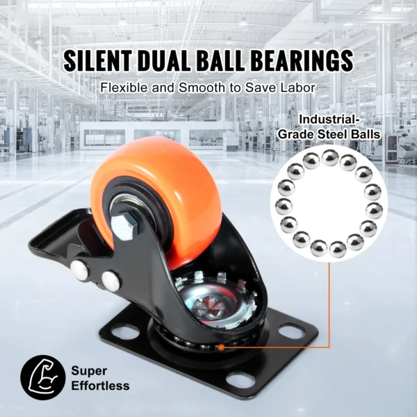SucceBuy 2/3/4/5/6-inch Swivel Plate Casters Set of 4 with Security Dual Saa96b273296840f4a222af0a5a479644R