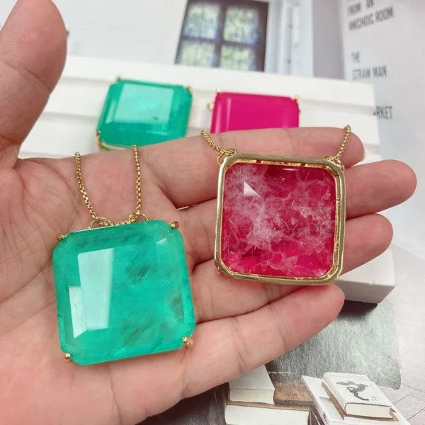 Lab-Created Green Stone Pendant Necklace Sab1d32a1974e46208499c635d0563870X