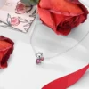 Heart Pendant Snake Chain Necklace, Silver-Tone