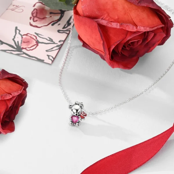 Heart Pendant Snake Chain Necklace, Silver-Tone