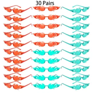 30 Pairs Rimless Flame Shaped Sunglasses Fashion Candy Color Beach Vacation