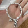 Silver-Tone Beaded Bracelet for Women