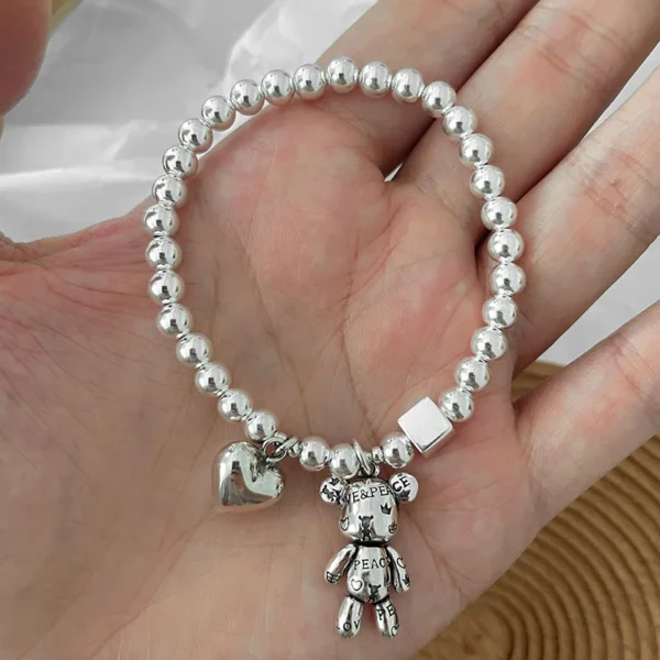 Silver-Tone Beaded Bracelet for Women
