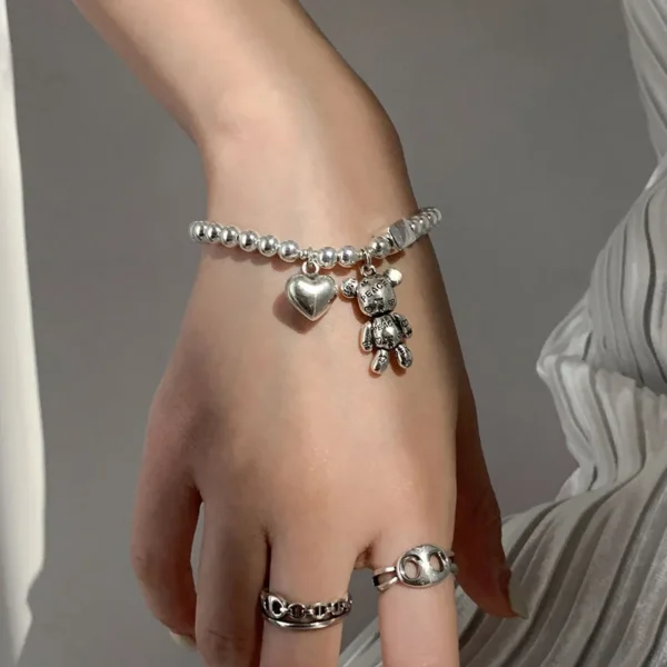 Silver-Tone Beaded Bracelet for Women