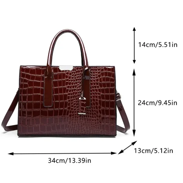 Vintage Crocodile-Pattern Large Capacity Tote Bag