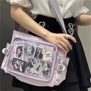 New Japan Style Transparent Postcard Display Shoulder Women Badge DIY Decoration