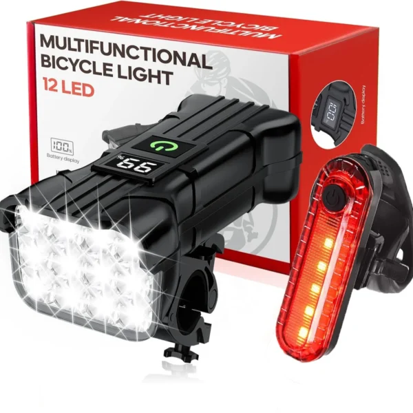 12 LED Bicycle Front Light Rechargeable Bike Light with Horn MTB Sb3a80e72cdd54e5cac970598aa964564A