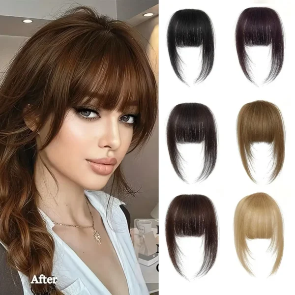 100% Human Hair Bangs Natural Brown Wispy Bang Hair Clip in Sb4592c05a76643e9a3e29fb2392c9ed6N