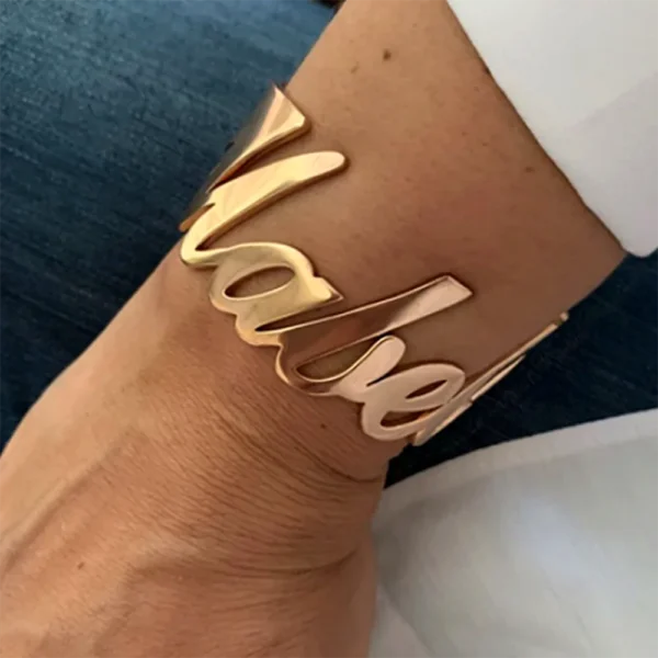 Personalized Name Women's Bangle Stainless Steel Gold Silver Bracelet Personalized Charm Sb66ec4e106e94db1a9fb99703993c2e1m