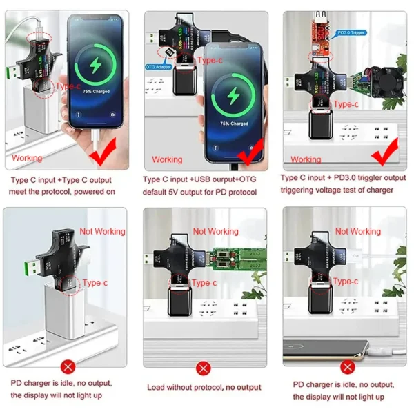 UC96 USB Voltage Tester Current Meter Monitor Multifunctional Fast Charging Power Sb80b45a059ec461980064cc54327471fj