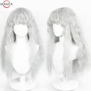 Griffith Cosplay Wig Light Grey Curly Wavy Long Heat Resistant Synthetic