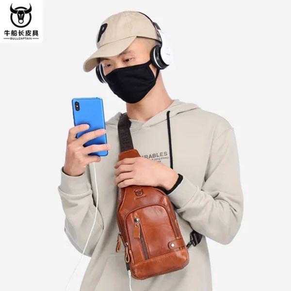 Faux Leather Crossbody Chest Bag, Men's