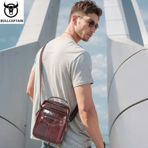 BULLCAPTAIN Men's Genuine Leather Shoulder Crossbody Bag Business 7.9-inch Tablet Bag Sbbdd650344f64a40a0fb5a5f0dcf334dd