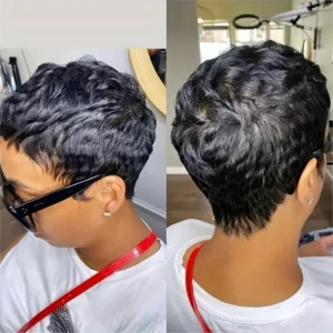 Short Pixie Cut Human Hair Wig, Machine Made