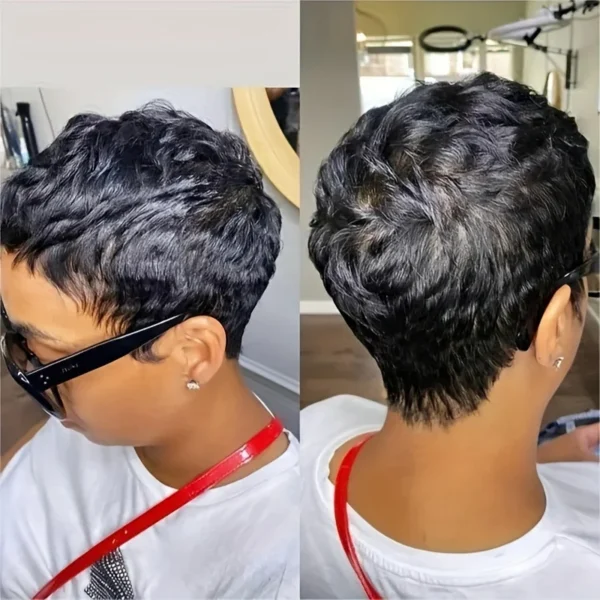 Short Pixie Cut Human Hair Wig, Machine Made Sbd4dfc6c08b446839b0964818fa64e1cX