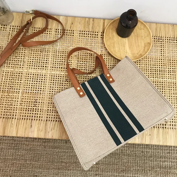 Simple Canvas Stripe Decor Bucket Handbags Women Top Handle Tote Bag Sbd767f6b048a4a20921140994c6a5481j