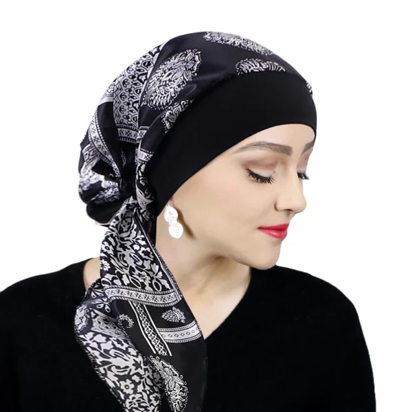 Printed Pre-tie Headscarf Women Elastic Muslim Female Turban Cancer Chemo Hat Sbde1867e001f4e05b9ff11a7c68252f79