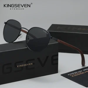 KINGSEVEN Stylish Classic Wooden Sunglasses Brand UV400 Protection Eyewear For Men