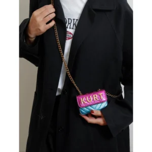 Mini Magnetic Crossbody Bag – Letter Flap, Chain Strap, Zipper Closure.
