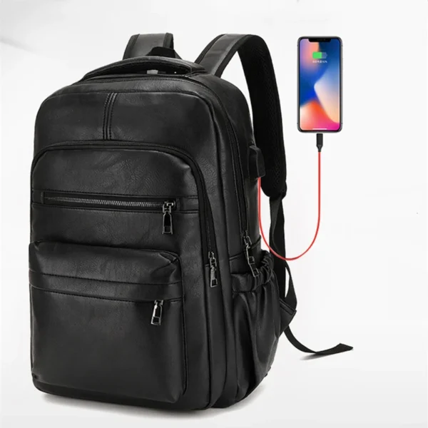  USB Charging Backpack Men PU Leather Bagpack Large Laptop Sc02f07f8d3dd4827ac6e75e3536d869aq