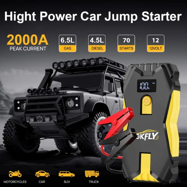 12V 2000A Portable Car Jump Starter, 18800mAh Sc27e75c50ba54f2e93591d2bc171c0c8H